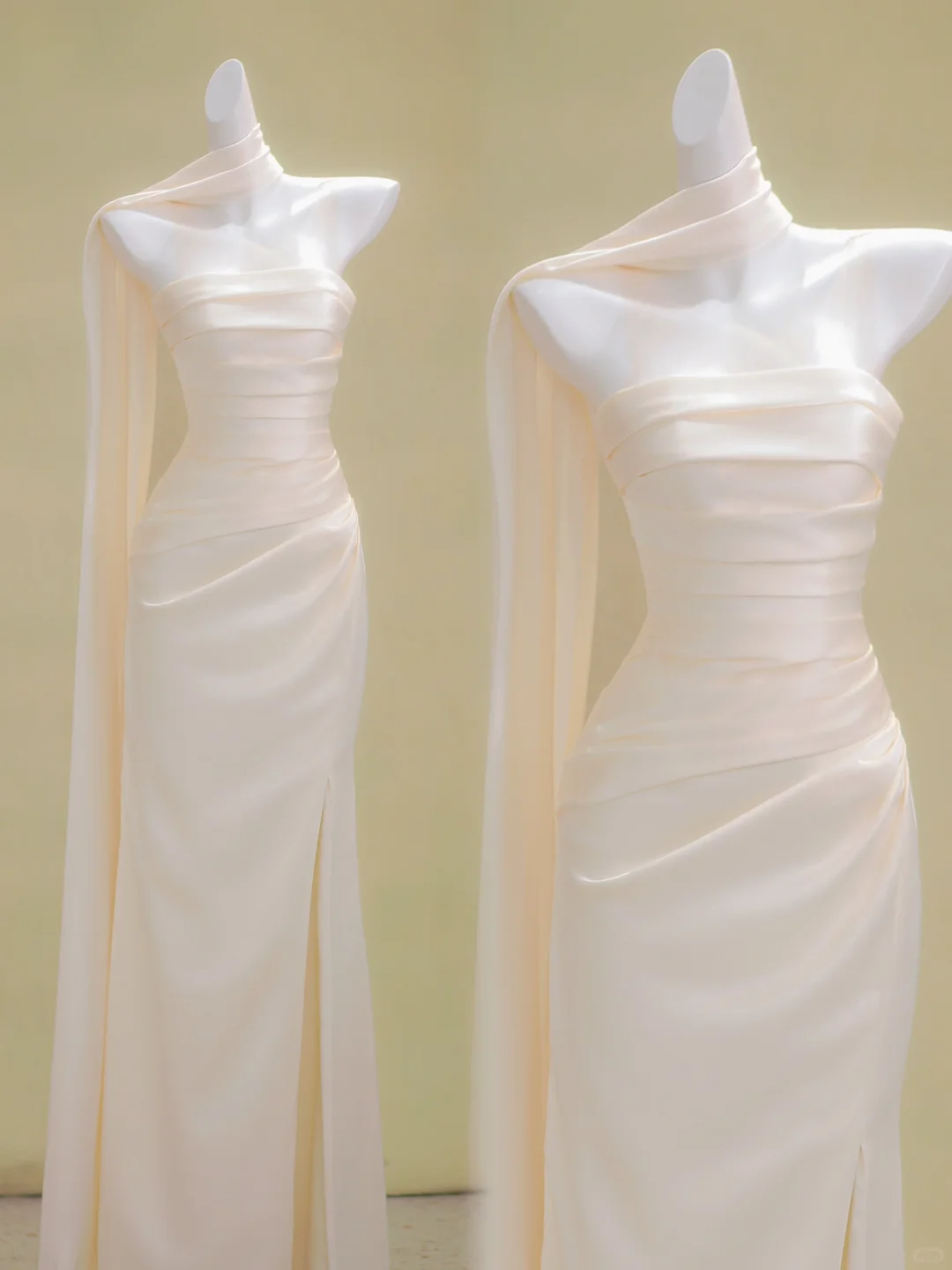 Vestido de novia modesto de sirena, sin tirantes, de satén, con abertura, largo, para novias, DP2020
