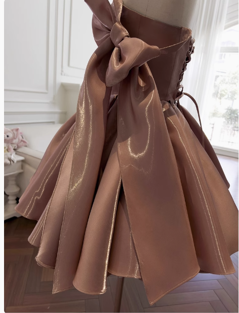Vestido corto de satén con tirantes finos, corte en A, estilo corsé, para fiesta de bienvenida, de verano, para cóctel, para cumpleaños, DP2298