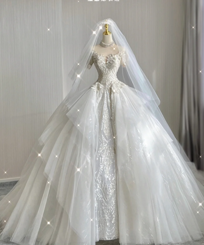 Vestido de novia blanco largo con escote alto y encaje, único, para verano, DP416
