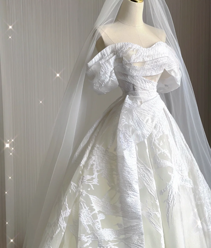 Vestido de novia largo de satén blanco con hombros descubiertos, estilo clásico, para verano, DP423
