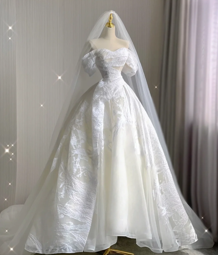 Vestido de novia largo de satén blanco con hombros descubiertos, estilo clásico, para verano, DP423
