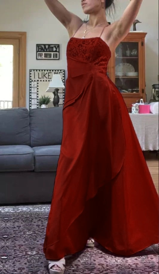 Vestido de fiesta largo fucsia con tirantes finos, satén, corte A y cuentas, para dama de honor, DP488