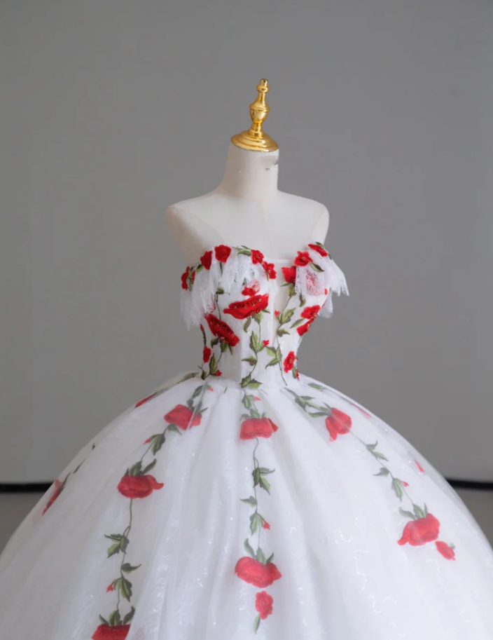 Elegante vestido de fiesta con escote corazón, de tul rojo y blanco, para fiesta de cumpleaños, baile y graduación, DP511