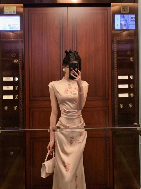 Vestido de fiesta de cumpleaños número 18 con gorro de sirena, sin mangas, de satén floral, para mujer, DP546