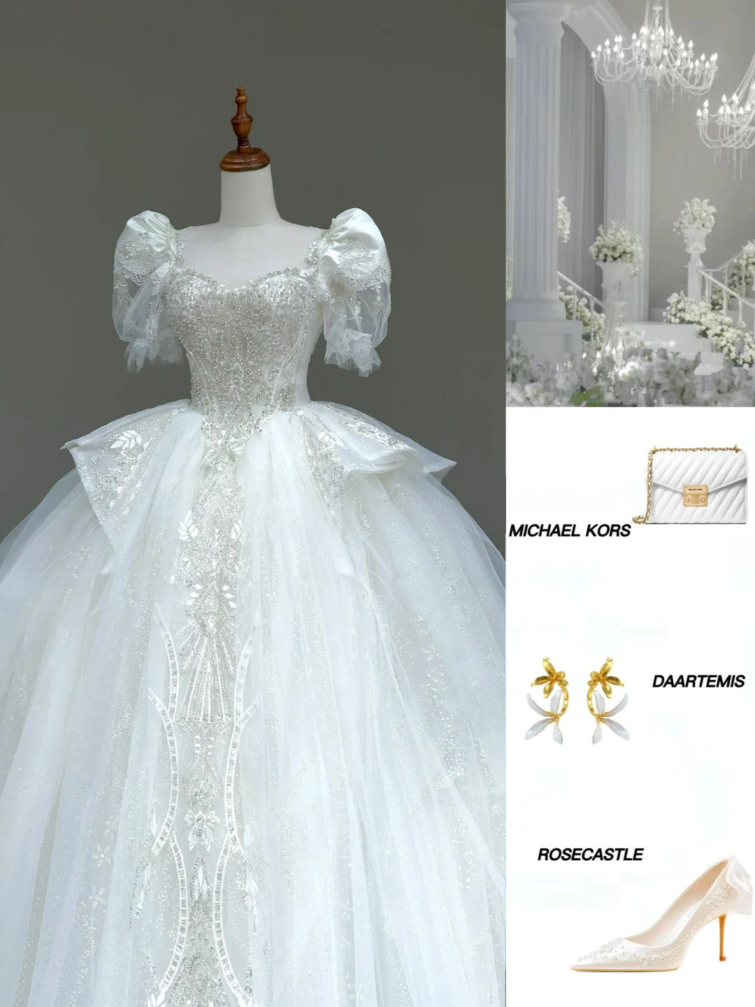 Vestido de novia princesa, corte corazón, mangas cortas, lentejuelas blancas, DP812