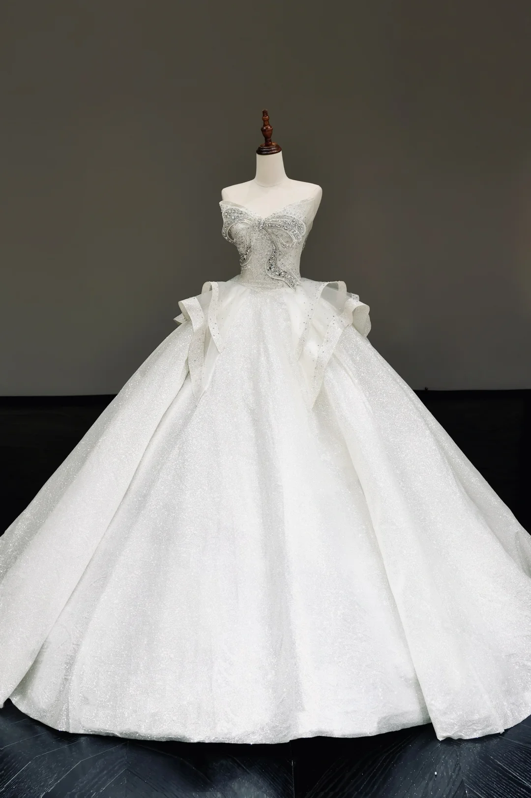 Vestido de novia princesa, vestido de baile, escote corazón, lentejuelas blancas, vestidos de novia con lazo, DP816
