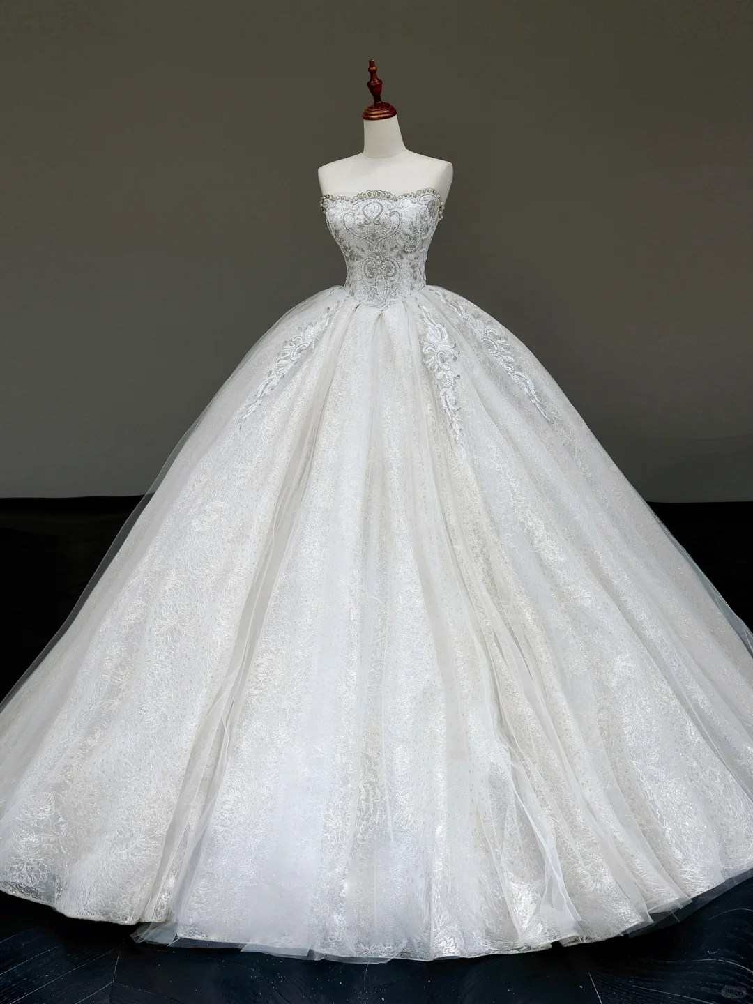 Vestido de novia princesa, vestido de baile, sin tirantes, con lentejuelas y cuentas blancas, vestidos de novia DP825