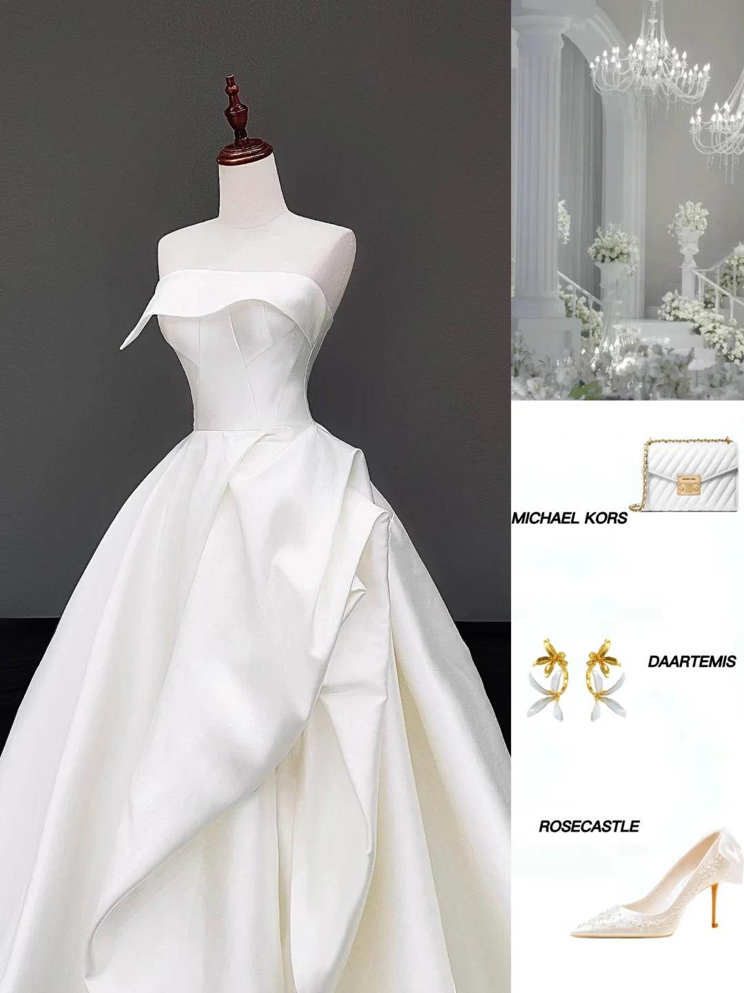 Vestido de novia atemporal, vestido de fiesta sin tirantes, de satén blanco, vestidos de novia DP831