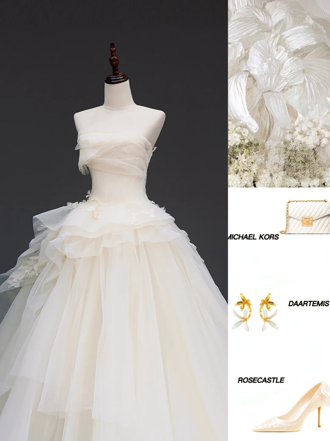 Vestido de novia atemporal, vestido de fiesta sin tirantes, tul marfil, vestidos de novia DP851