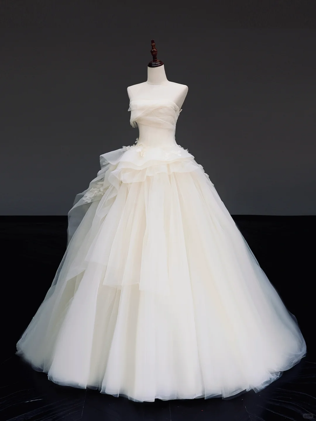 Vestido de novia atemporal, vestido de fiesta sin tirantes, tul marfil, vestidos de novia DP851