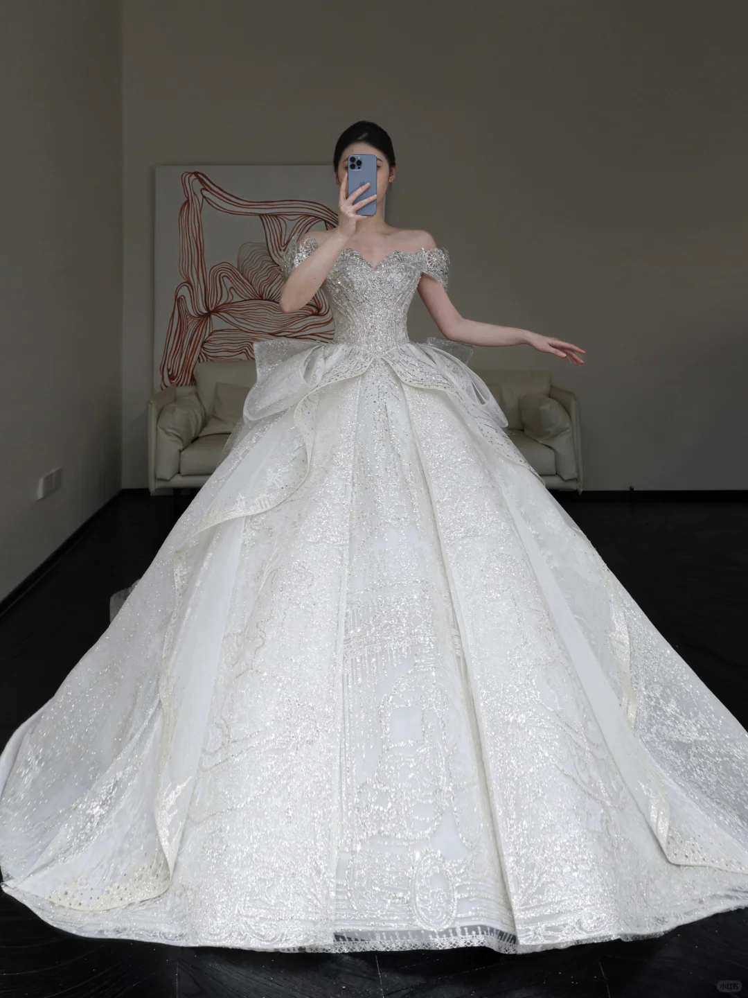 Vestido de novia elegante con hombros descubiertos, lentejuelas blancas, mangas cortas, para invierno, DP855