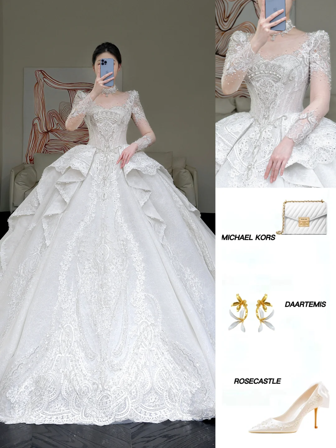 Vestido de novia princesa, escote redondo, lentejuelas blancas, cuentas, para invierno, DP859
