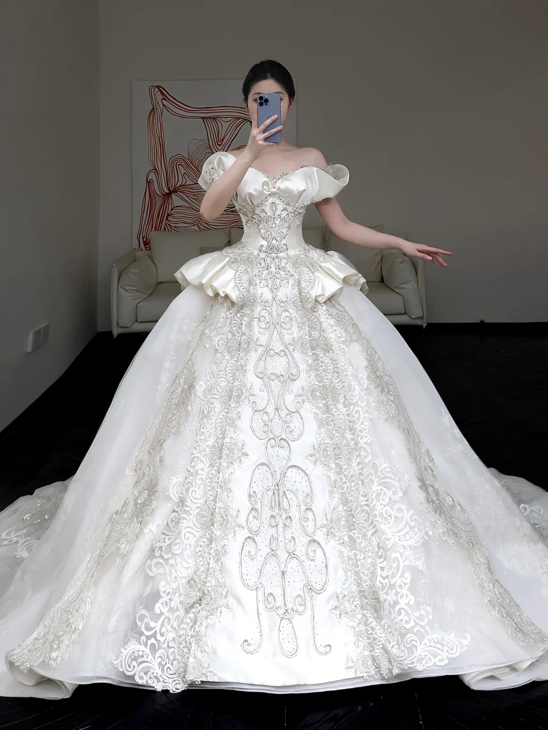 Vestido de novia princesa, vestido de baile con hombros descubiertos, lentejuelas blancas y cuentas, vestidos de novia de invierno DP861