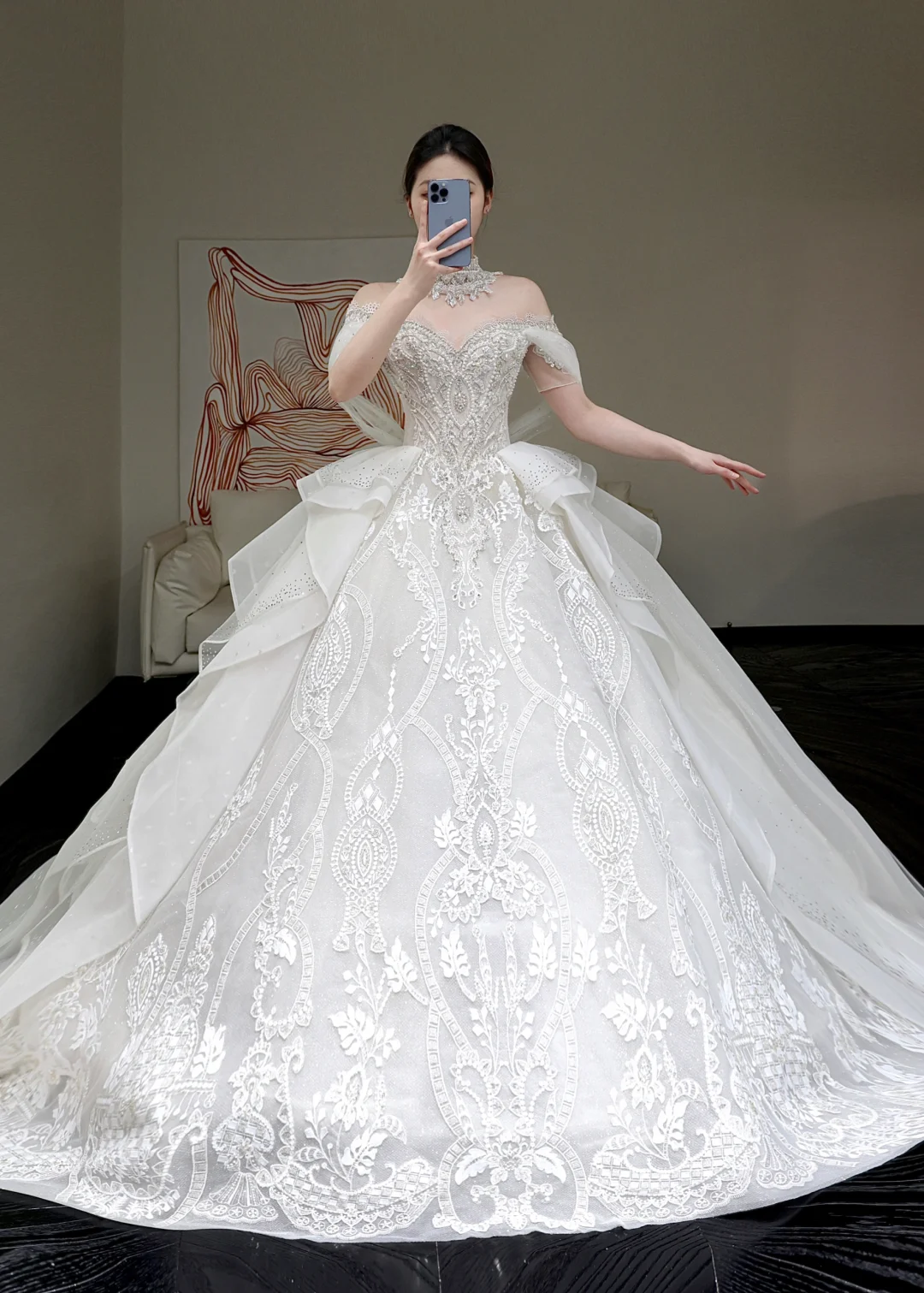 Vestido de novia princesa, vestido de baile con hombros descubiertos, lentejuelas blancas y cuentas, vestidos de novia de invierno DP863