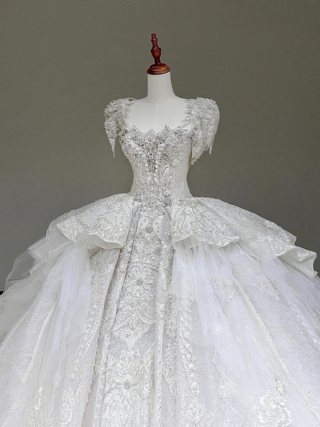 Vestido de novia princesa, vestido de fiesta, escote cuadrado, lentejuelas blancas, vestidos de novia de invierno DP877