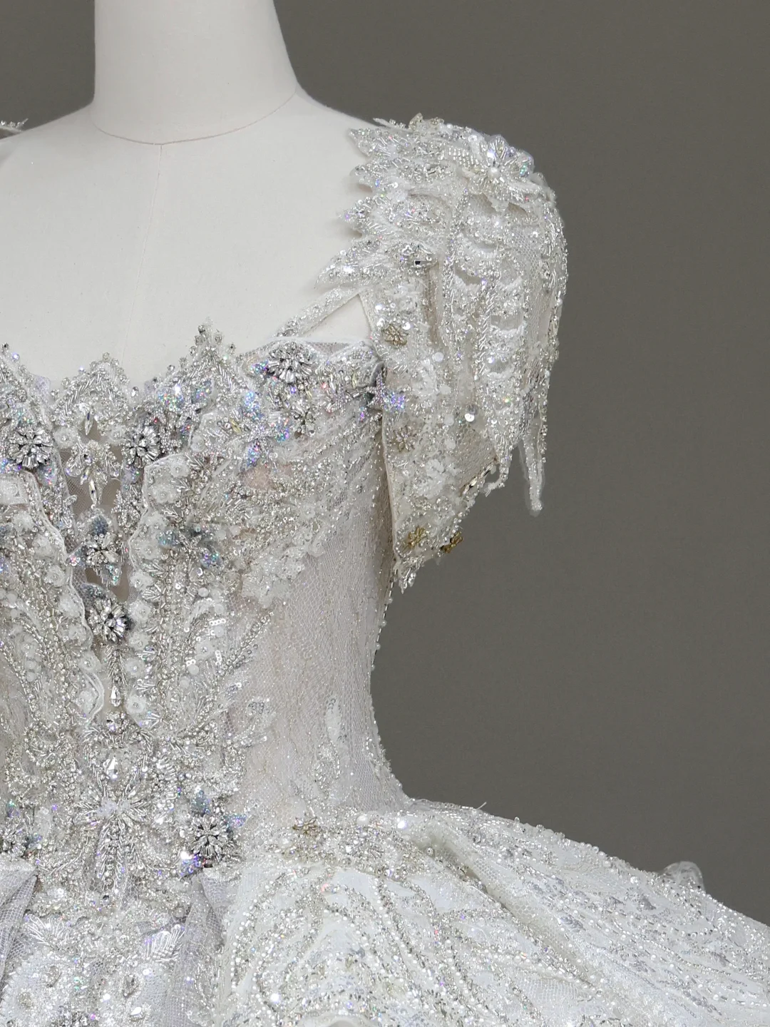 Vestido de novia princesa, vestido de fiesta, escote cuadrado, lentejuelas blancas, vestidos de novia de invierno DP877