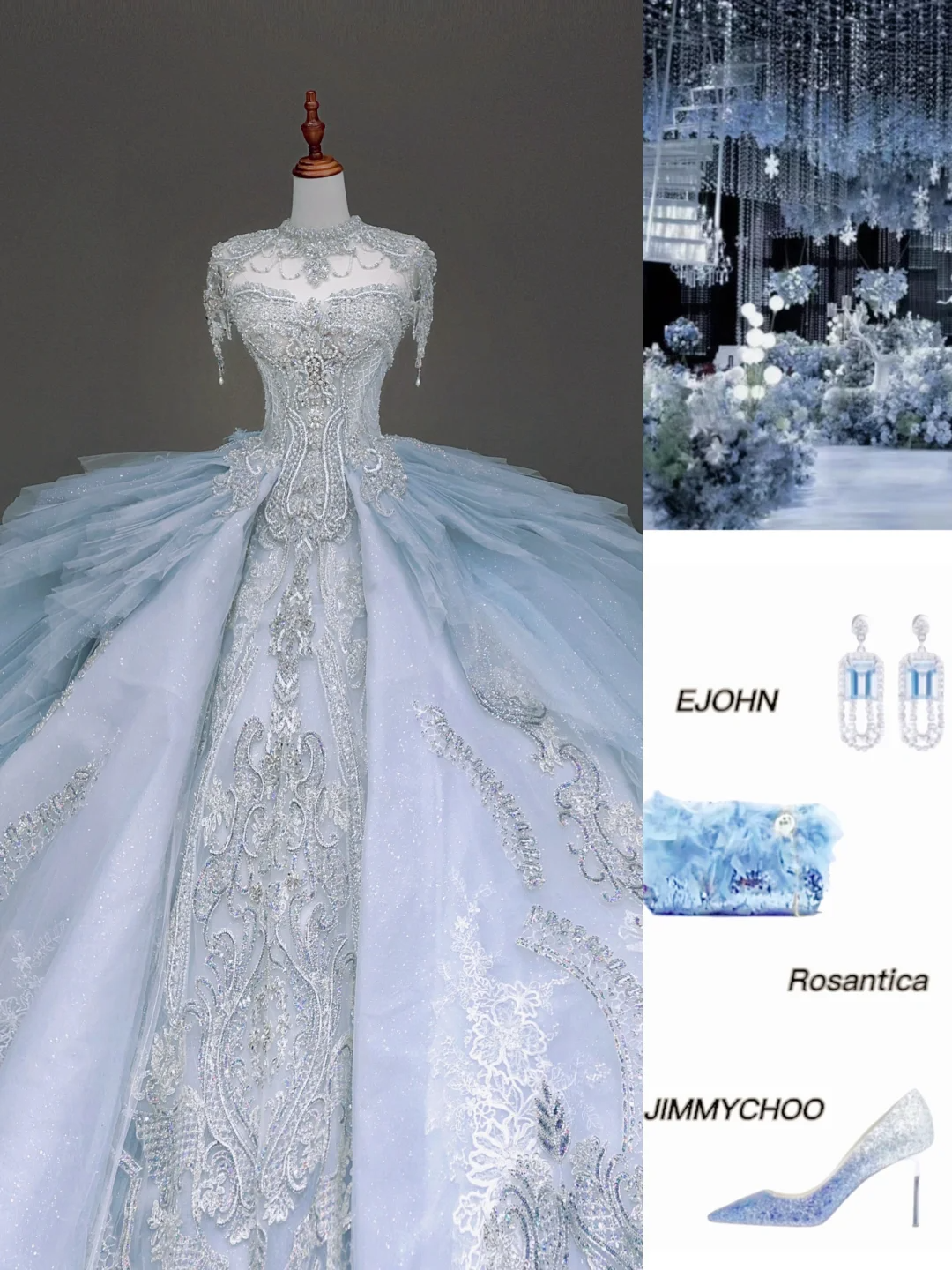 Vestido de novia princesa, sin tirantes, con lentejuelas azules y cuentas, DP879