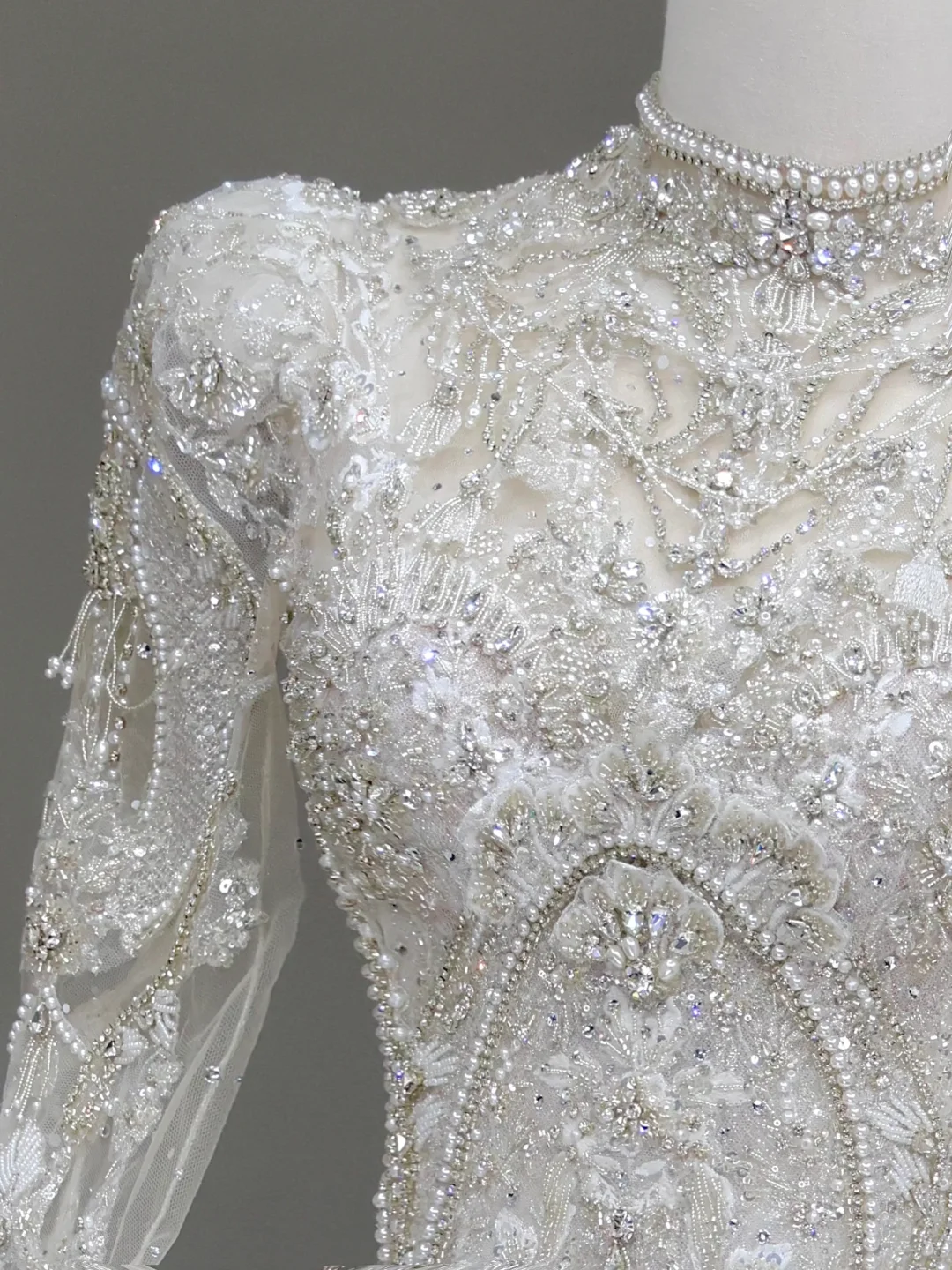 Vestido de novia princesa, vestido de baile, escote alto, lentejuelas blancas, vestidos de novia de invierno DP880