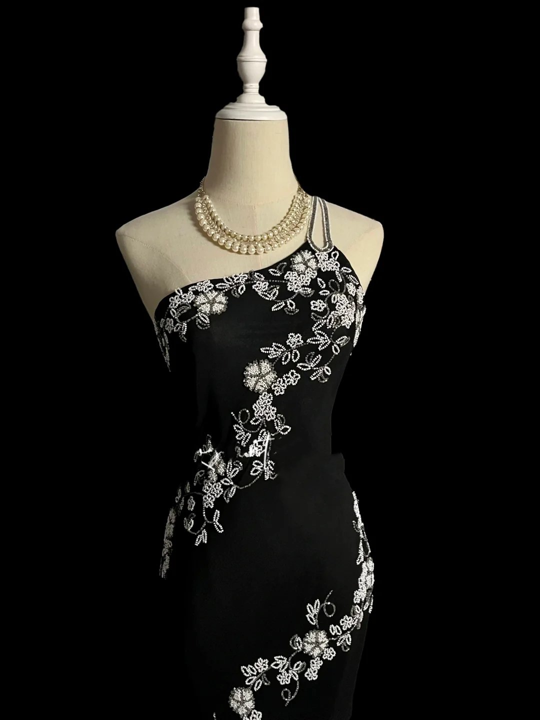 Retro Sheath One Shoulder Black Prom Dresses Evening Gowns Evening Dress DP941