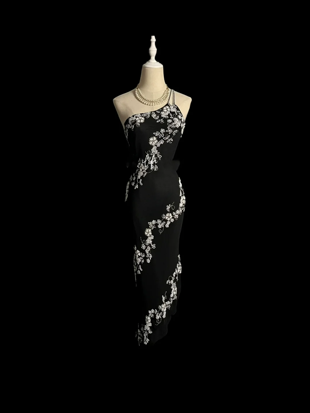 Retro Sheath One Shoulder Black Prom Dresses Evening Gowns Evening Dress DP941