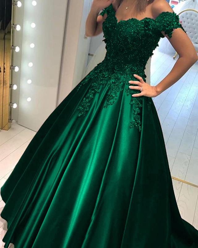 Elegantes vestidos de fiesta con escote en V, hombros descubiertos, encaje y cuentas, vestidos de noche largos hasta el suelo