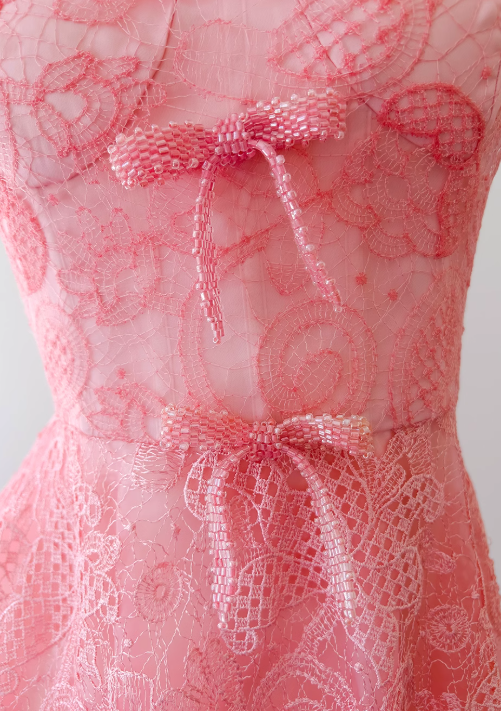 Vestido de fiesta corto de tul con encaje en forma de A en color rosa, vestido de fiesta rosa ED01043