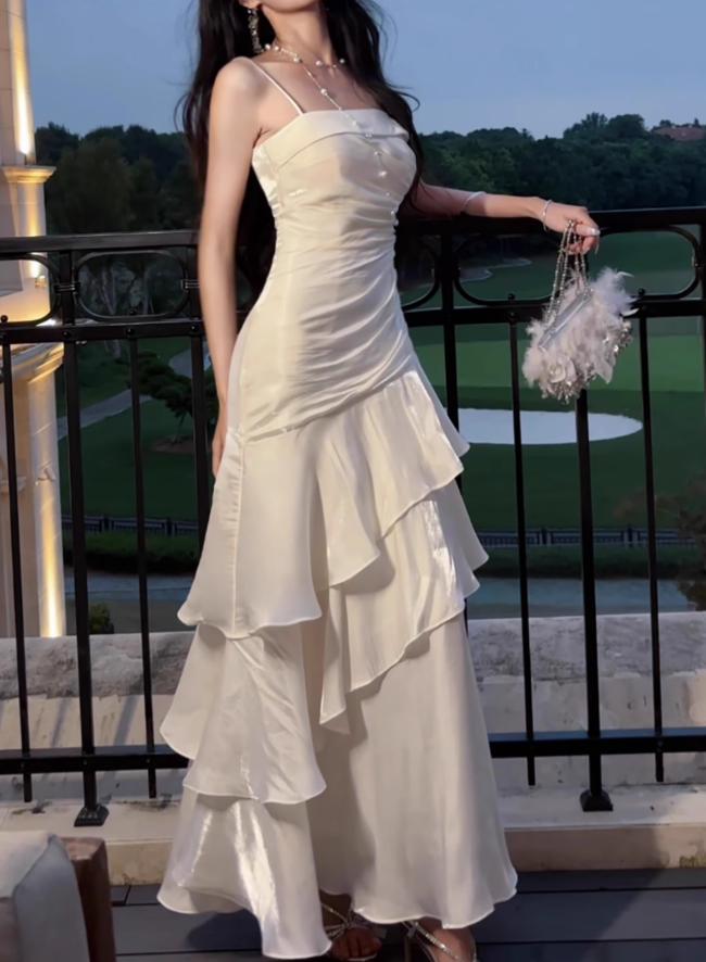 Vintage-Inspired Birthday Party Dresses Under $160ð€White Ruffled Layered Fairytale Graduation Prom Dresses ED01131