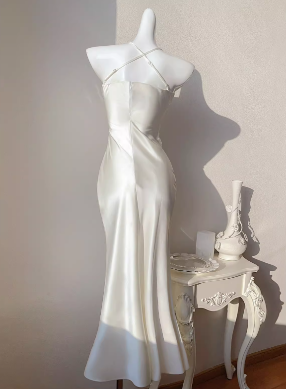 Vestido de fiesta de sirena con tirantes de satén y tul francés ED01186