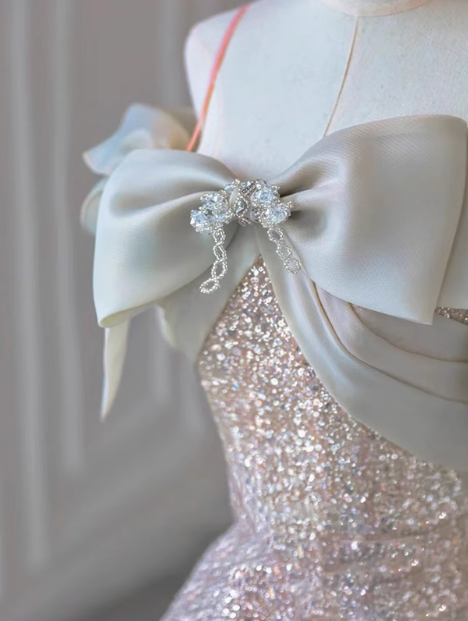 A-line Spaghetti Strap Tulle Sequins Long Prom Dress, Sweet 16 Dress ED01258