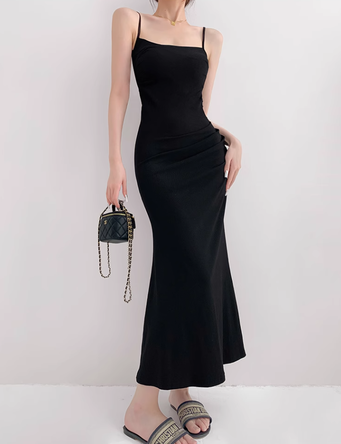 Red mermaid spaghetti strap long dress ED01391