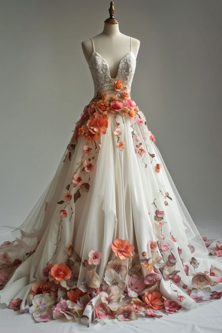 Vestido de novia estético de corte A con escote en V y apliques de tul. Elegante vestido de fiesta de encaje con tirantes finos ED01395