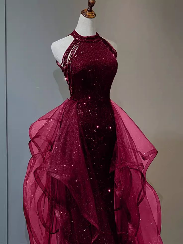Elegante vestido de fiesta largo azul marino con escote halter y lentejuelas brillantes, corte A, vestidos de noche formales ED01427