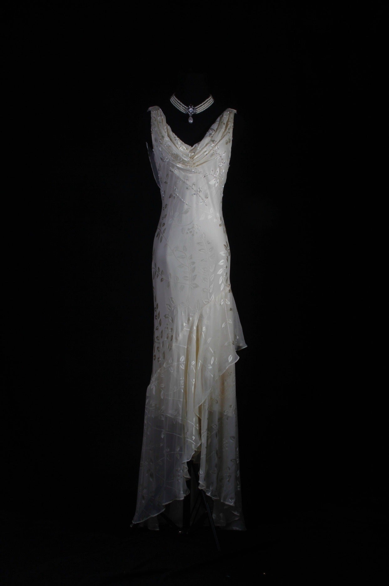 Vestido de fiesta largo de gasa con escote en V y cuentas, vestido de novia sencillo de corte sirena ED01527