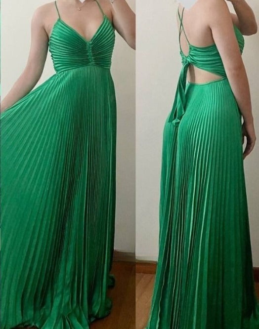 Vestido de fiesta verde bosque sin espalda para fiesta en la piscina de Las Vegas💚 Vestido de noche glamoroso de gasa para ocasiones especiales ED01530