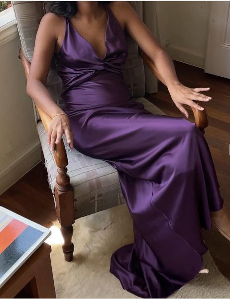 Simple Yellow 💛A-Line Long Prom Dress for Party&Birthday-V Neck Satin Beautiful Backless Formal Evening Dress ED01548