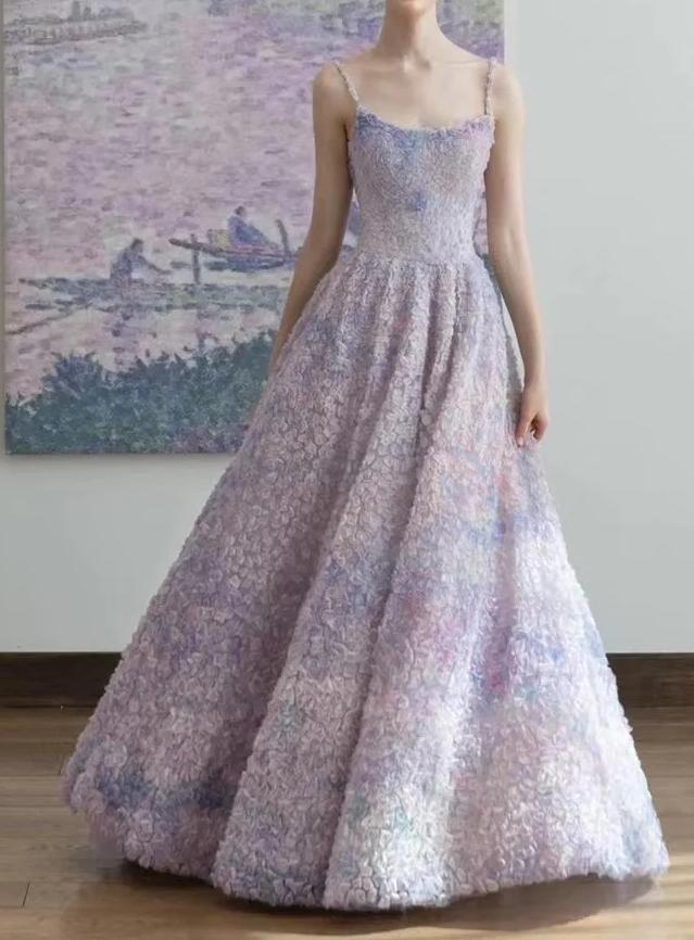 Vestido largo de fiesta con tirantes finos, corte A, tul y apliques, para ceremonia de cumpleaños, ED01654