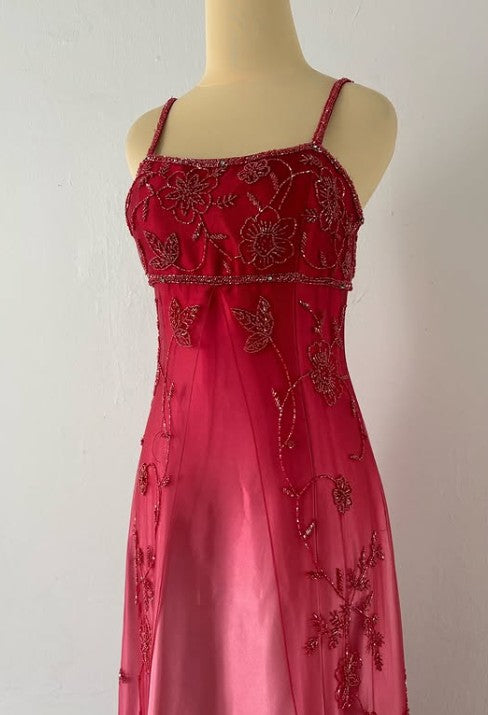 Gothic Vintage Prom Dress Under $170🩵Gorgeous Spaghetti Straps Beading Applique Gradient Blue Sleeveless Long Evening Dress ED01816