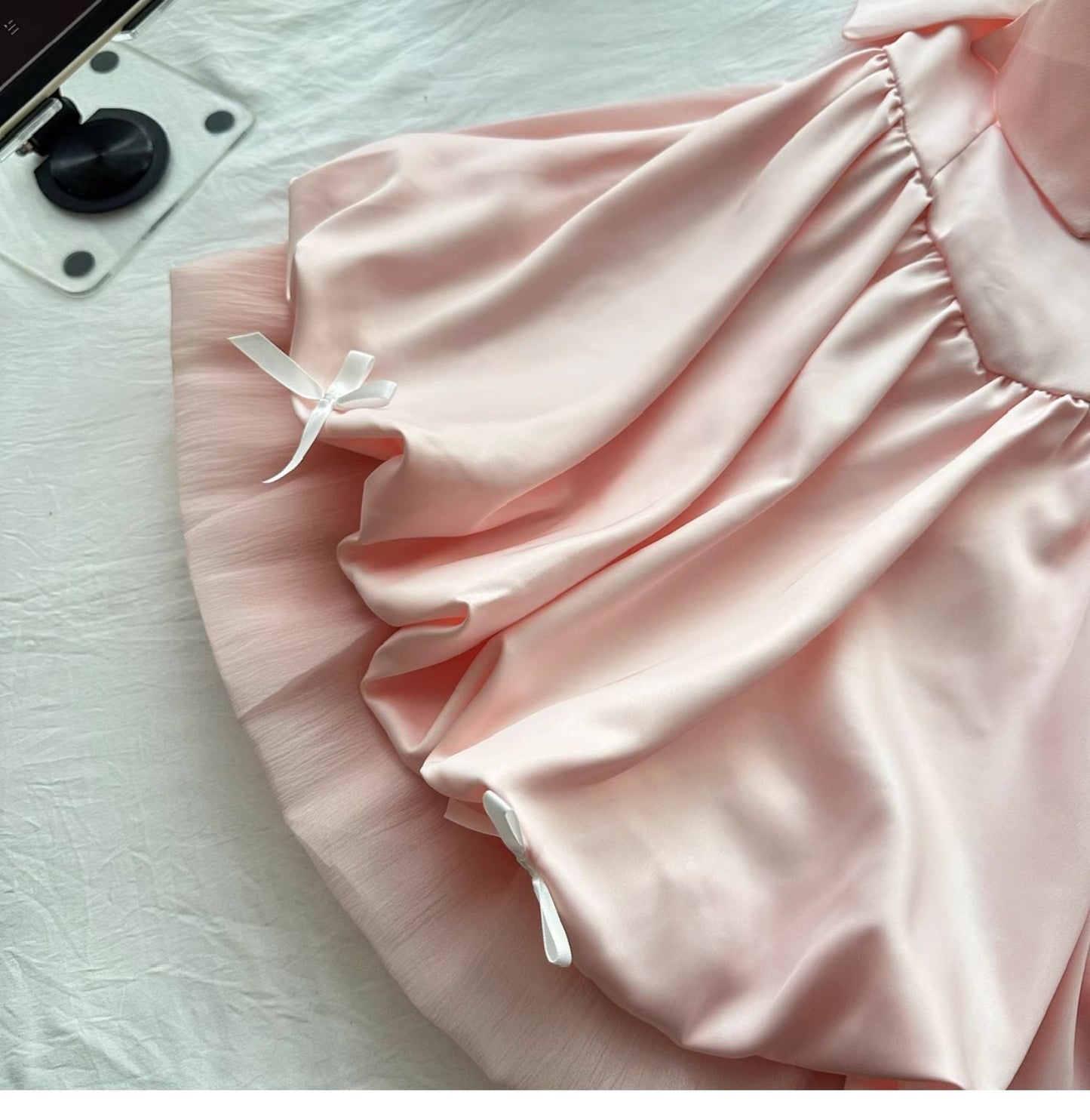 Vestido de fiesta de primavera en la piscina de cuento de hadas, de satén rosa, corte A, corto, para cumpleaños y regreso a casa, ED01937