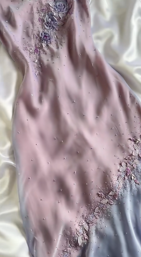 Vestido de fiesta corto vintage morado con tirantes finos, corte tubo, de gasa con cuentas brillantes y apliques, ED01991