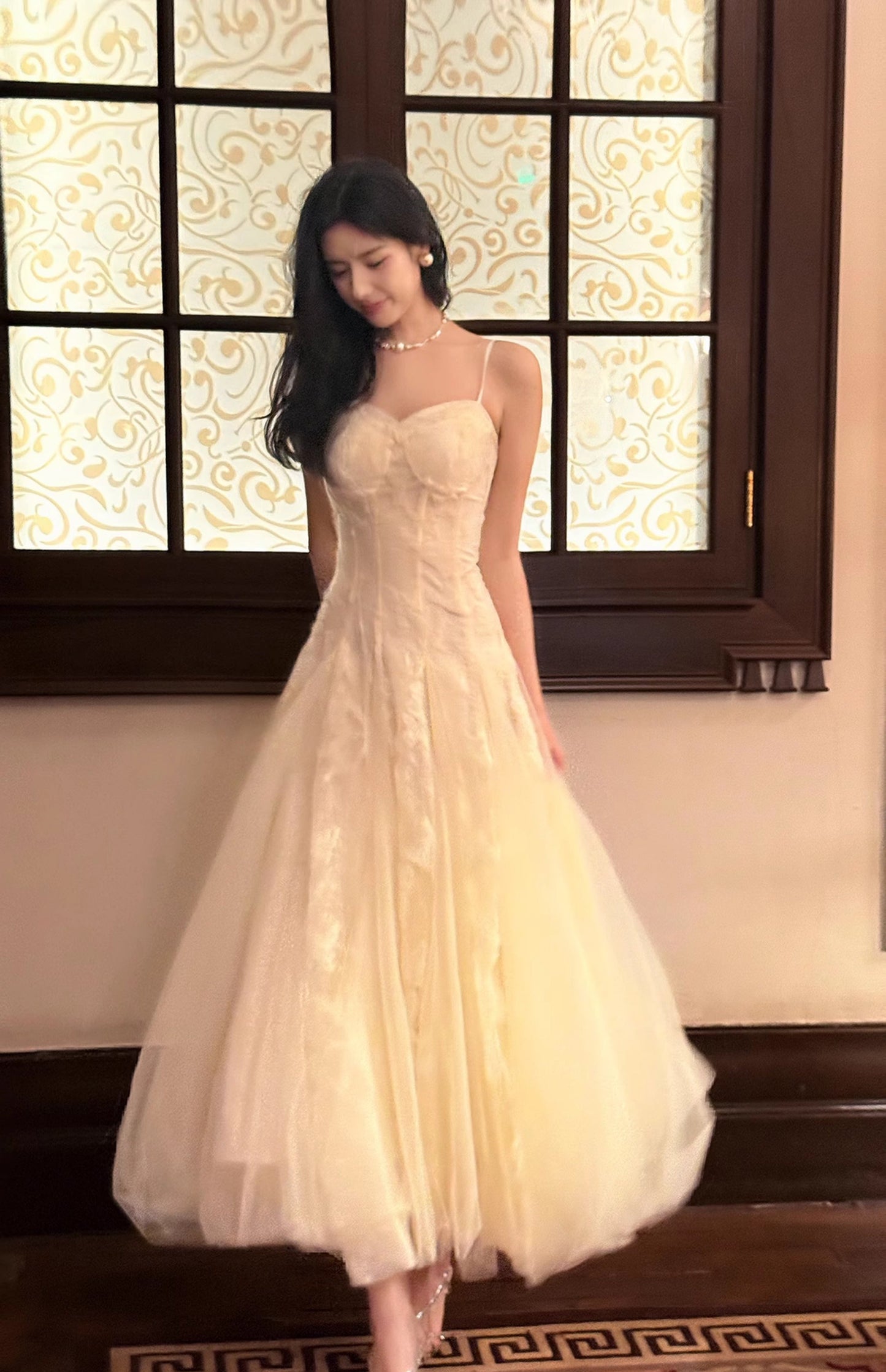 Sweet Light Apricot Spaghetti Straps Tulle A-Line Birthday Prom Dresses ED02260