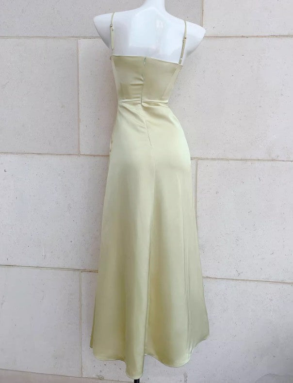 Elegant French Spaghetti Strap Satin Mermaid Evening Gowns ED02262
