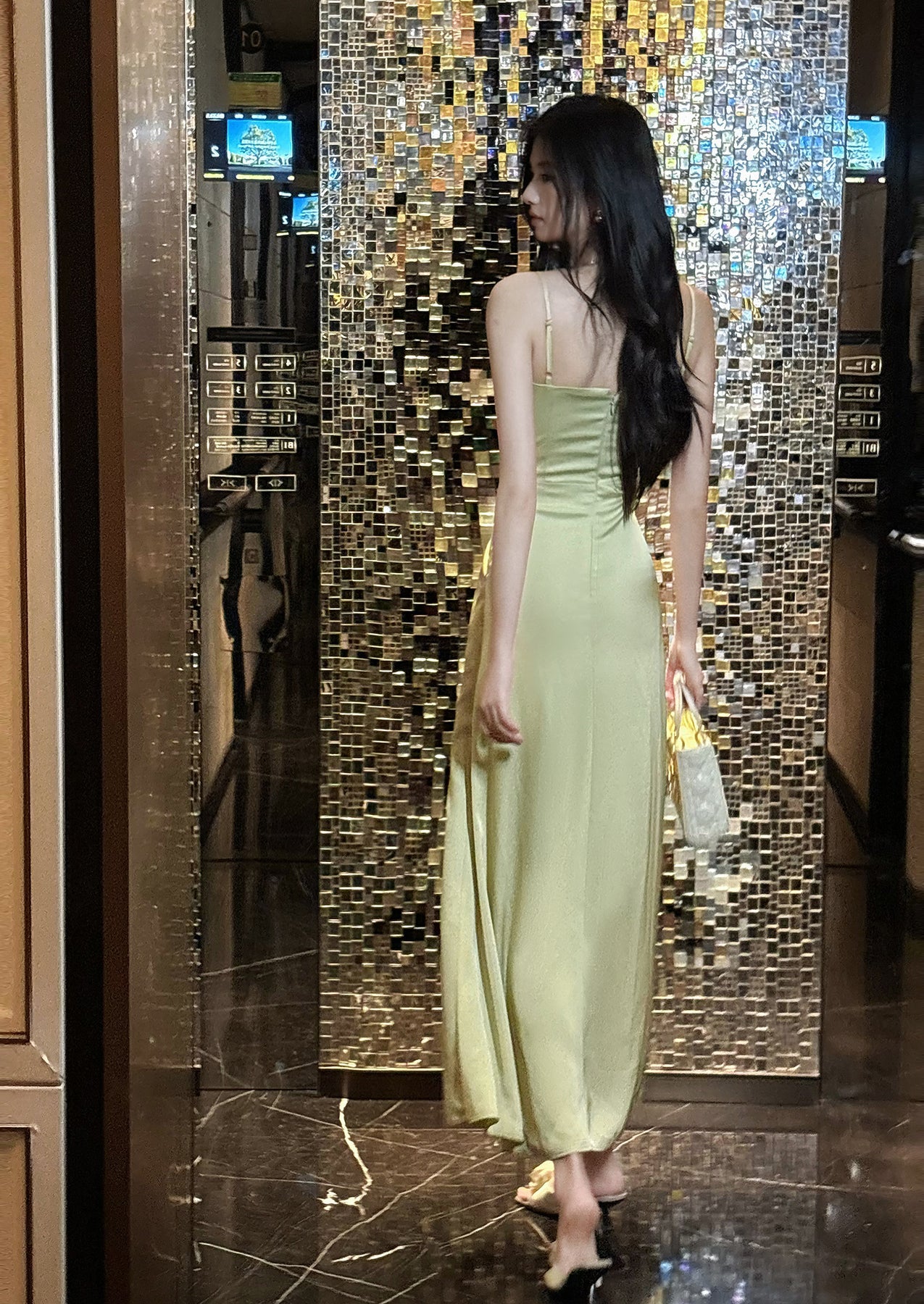 Elegant French Spaghetti Strap Satin Mermaid Evening Gowns ED02262