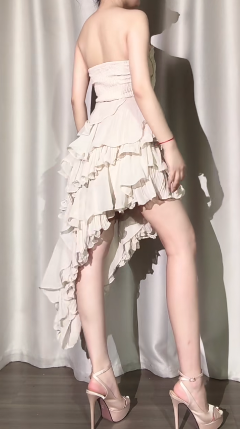 Vintage Sweetheart Neck A-Line Party Dress Chiffon Ruffle Short Prom Dresses ED02412