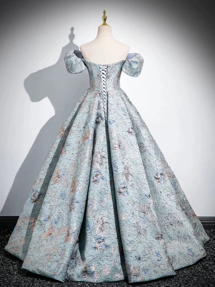 Vestido de fiesta largo azul grisáceo de satén con corte A, vestido formal largo azul grisáceo ED029