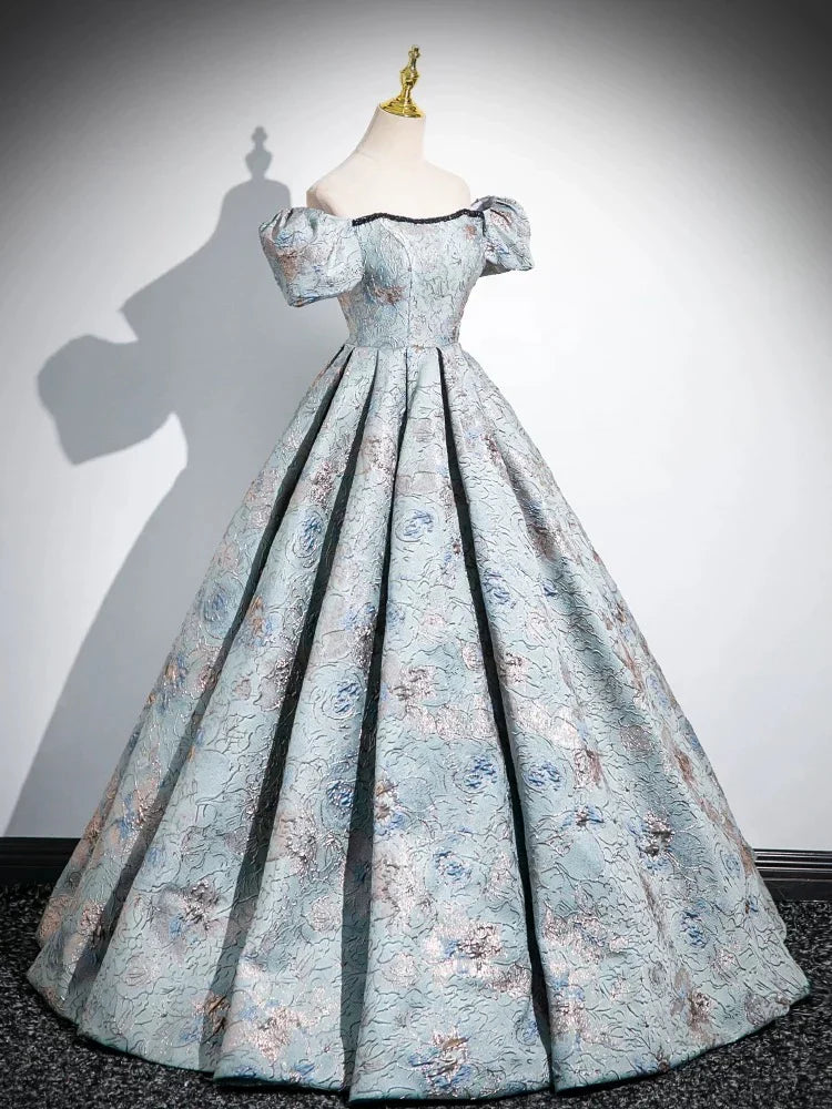 Vestido de fiesta largo azul grisáceo de satén con corte A, vestido formal largo azul grisáceo ED029
