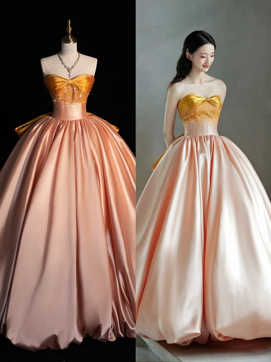 Vestido de novia largo, elegante, sin tirantes, corte A, color rosa ruborizado, para quinceañeras, ED03550