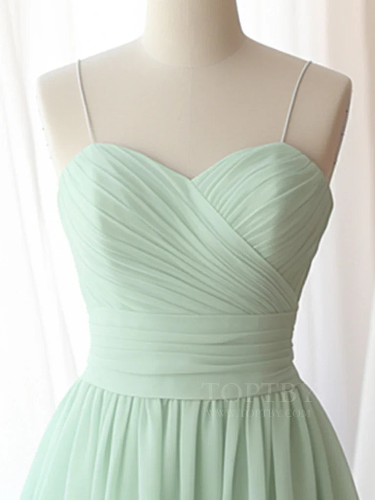 Vestido de fiesta corto de gasa verde con escote corazón y corte en A, vestido de bienvenida verde ED064