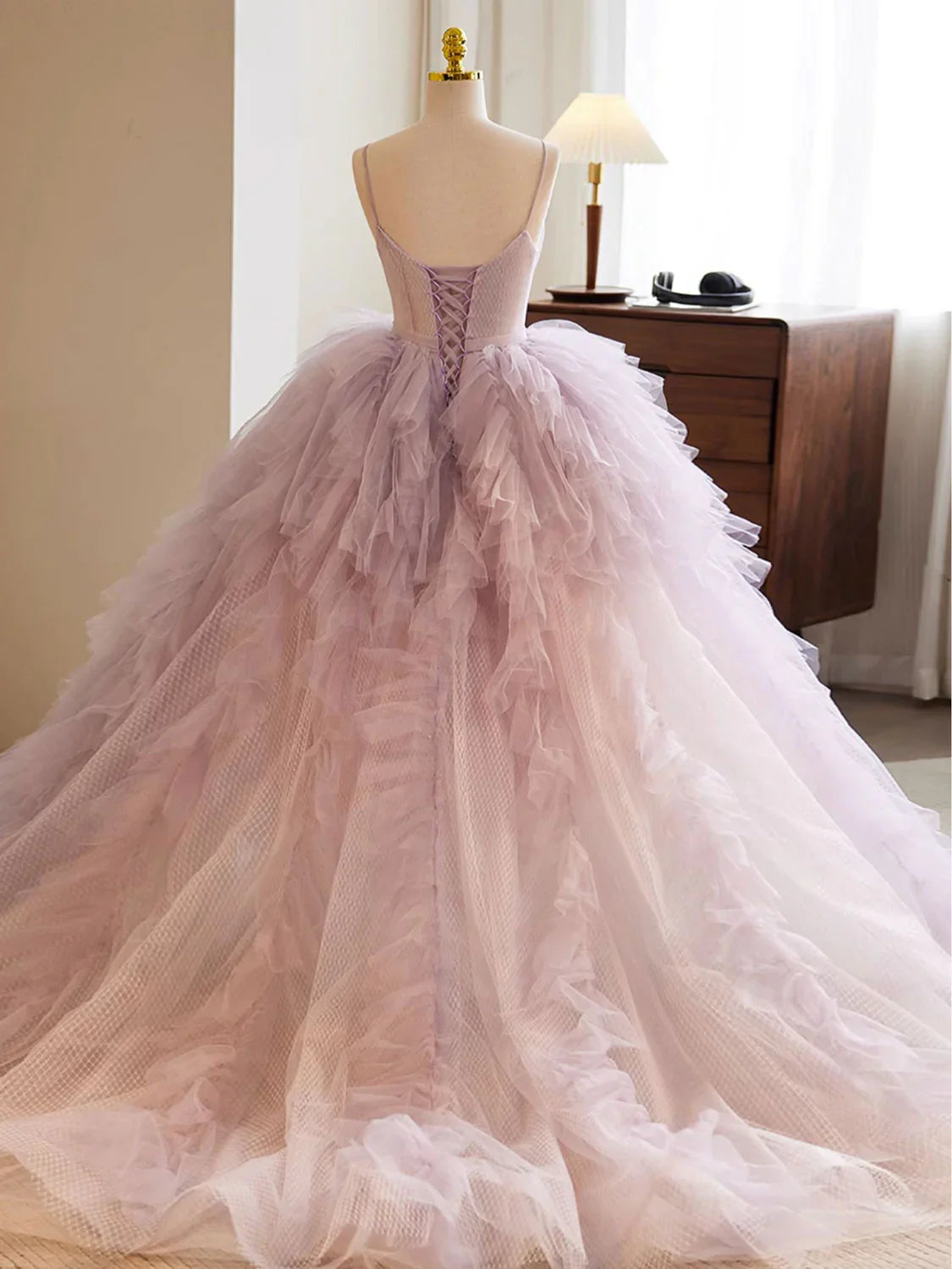 Vestido de fiesta largo de tul rosa con escote corazón y corte en A, vestido de noche rosa ED0687