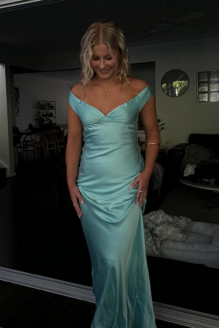 Vestido de fiesta largo de satén con hombros descubiertos y corte sirena, vestido de noche GG1231