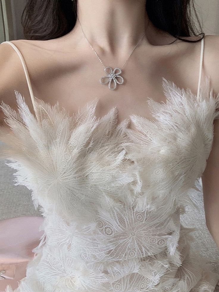 Vestido coreano corto de encaje blanco con tirantes finos, corte A, para fiesta de bienvenida y noche, GG1447